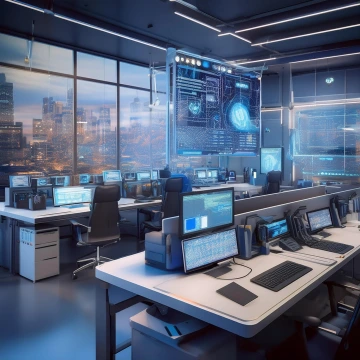 AI space with city background 